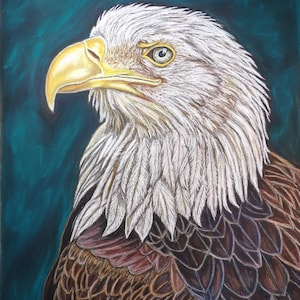 Eagle Original Painting-Bald eagle art-handmade art-Eagle decor