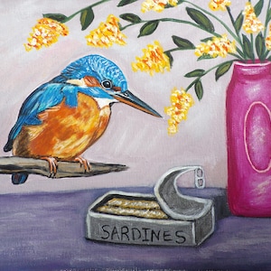 Kingfisher bird  original painting-Hand painted art-handmade painting -Kingfisher bird gift
