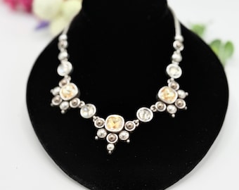 Brighton Crystal Statement Necklace with Champagne and Clear Rhinestones