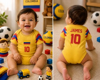 Body da neonato della nazionale colombiana di calcio, maglia da calcio per bambini, abbigliamento da tifoso colombiano per bambini