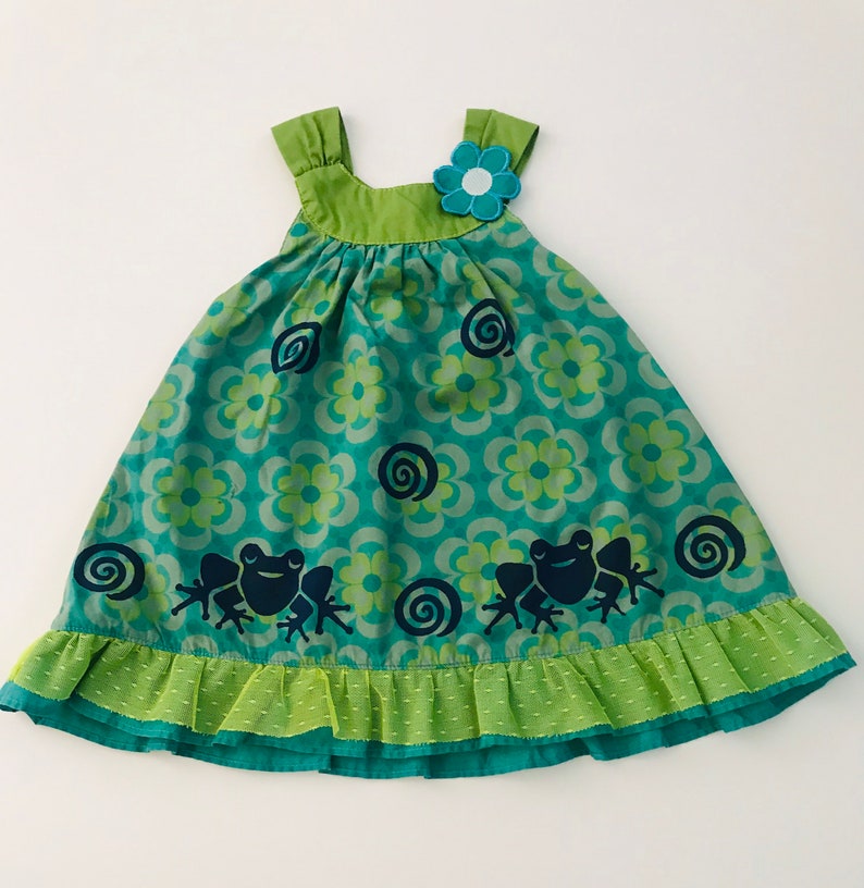12mo Frog Dress Set Girl Green Frog Sun Dress Cotton Infant Etsy
