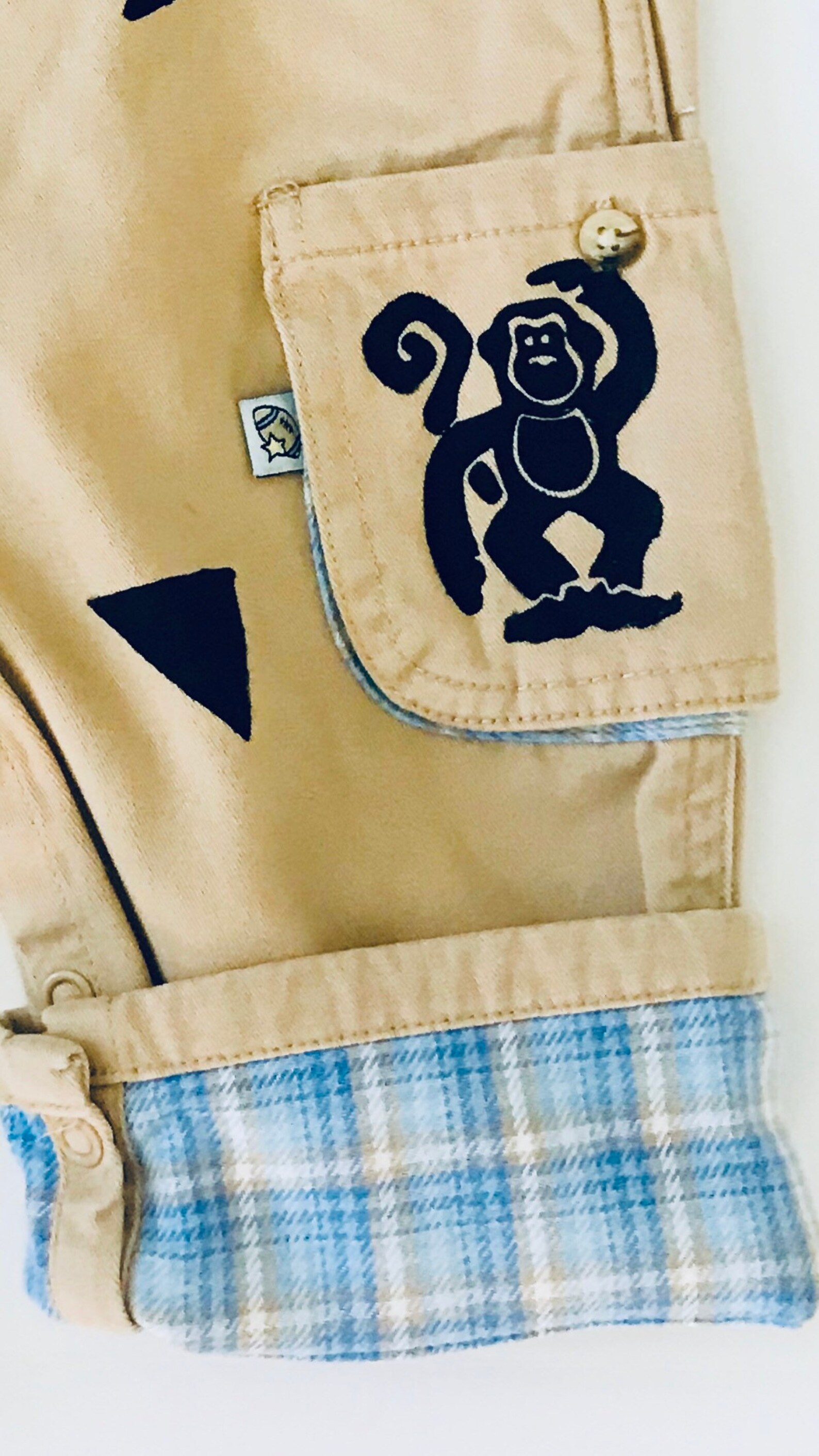 6m Khaki Monkey Overalls Baby Boy Overalls Kids Overalls Baby Etsy