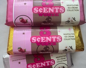 Neapolitan Soy Wax Melt Snap Bars | Strawberry, Vanilla, Chocolate Fudge Collection