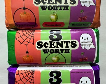 Halloween Wax Melts | 3 Scents Worth Snap Bar | Pumpkin | Green Apple | Black Cherry Wax Melt