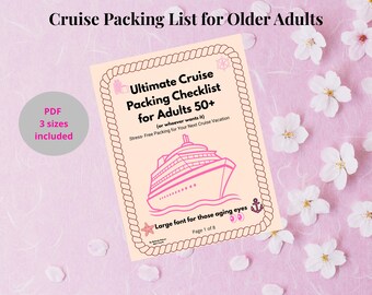 Cruise Packing Checklist for Adults 50+ | Large Font Printable Planner (PDF)