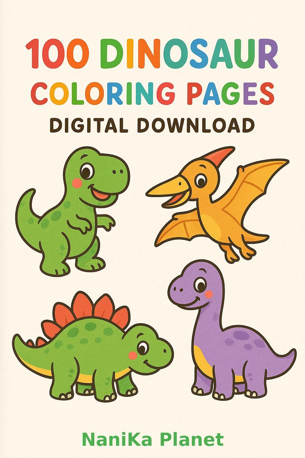 100 Dinosaur Coloring Pages – Digital Download - Etsy