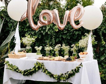 love script rose gold mylar balloons party celebration etsy