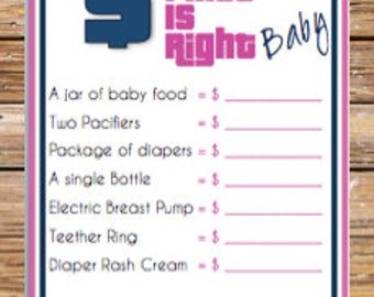 Baby Shower Game {Printable} The Price is Right