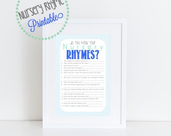 Nursery Rhyme Quiz: Baby Shower Game {Printable- ready to go!}