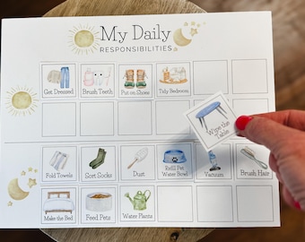 Cuadro visual de tareas para niños / Rutina diaria imprimible / Cuadro de responsabilidades para niños pequeños y niños pequeños