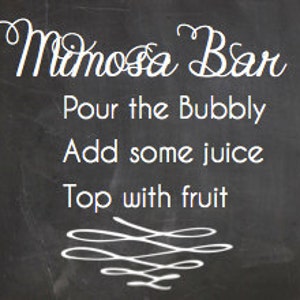 Mimosa Bar {Bubbly Signs} Chalkboard Printable {Instant Download} Bridal Shower, Baby Shower