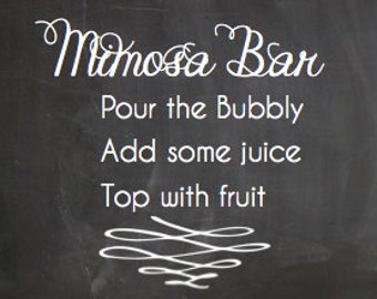 Mimosa Bar {Bubbly Signs} Pizarra imprimible {Descarga instantánea} Ducha nupcial, Baby Shower