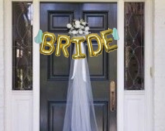 BRIDE Gold Mylar Balloons {Bachelorette Party, Bridal Shower decor} With custom Tassles