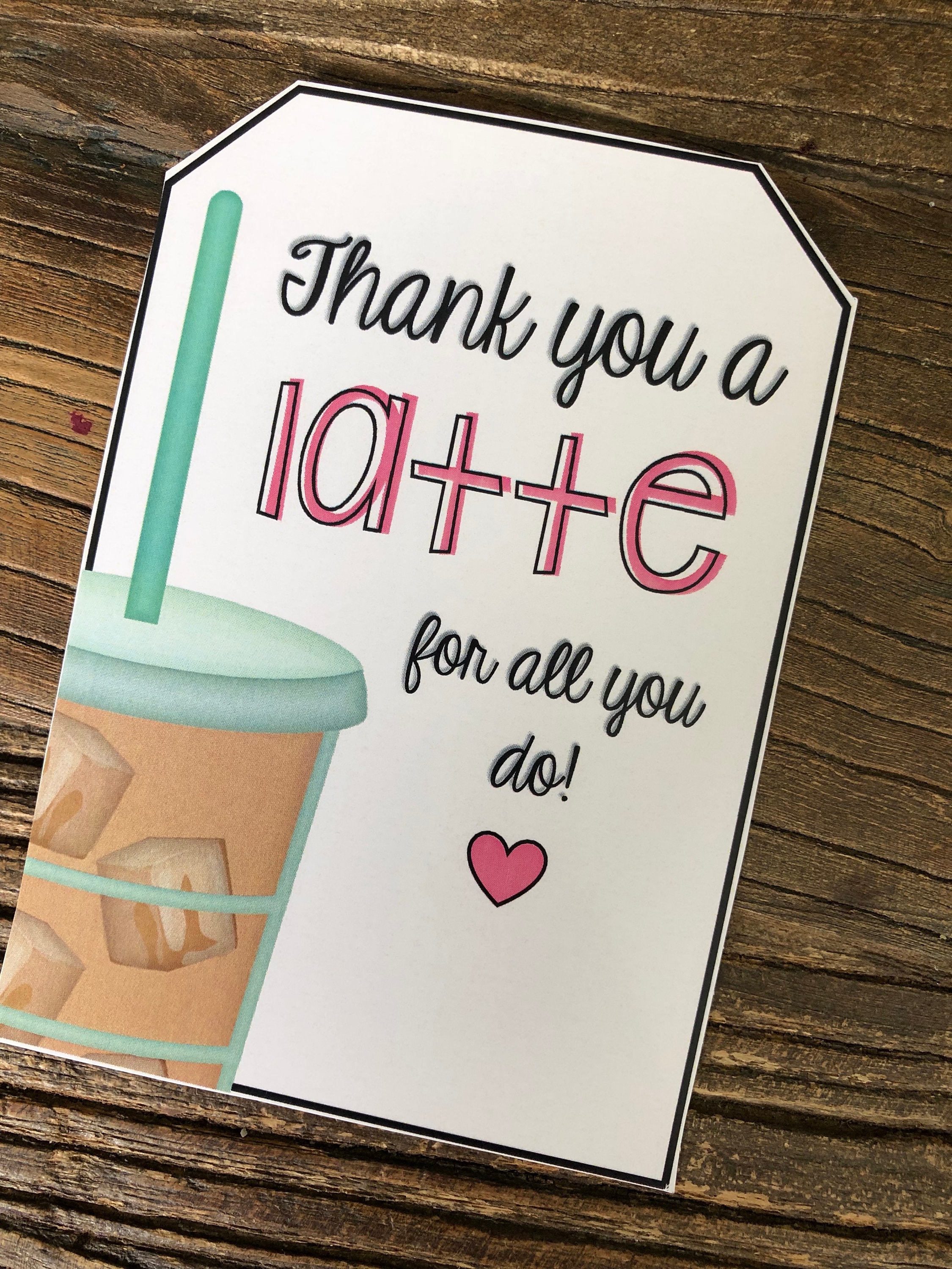 Thank You a Latte for All You Do Printable teacher Etsy Australia