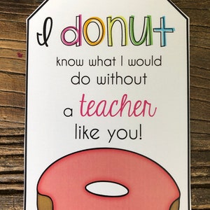 Printable Donut-Themed Teacher Appreciation Gift Tags | Digital Download