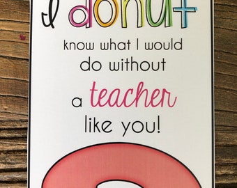 Printable Donut-Themed Teacher Appreciation Gift Tags | Digital Download