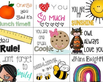 School Lunch Box Notes {Printable- Instant Download}