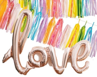 LOVE script- Rose gold Mylar Balloons {Party- Celebration Decor}