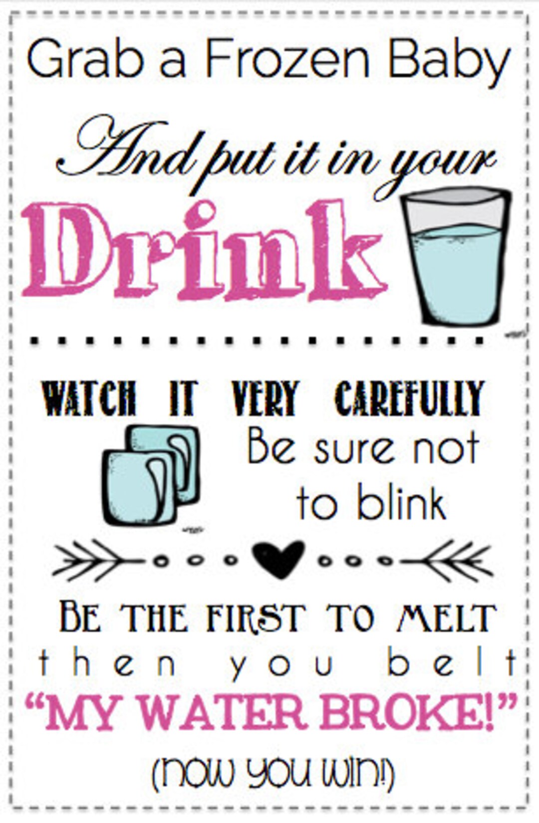 Baby Shower Game printable my Water Broke Ice Game PINK - Etsy