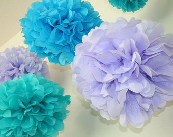 12 Tissue Pom poms- Under the sea