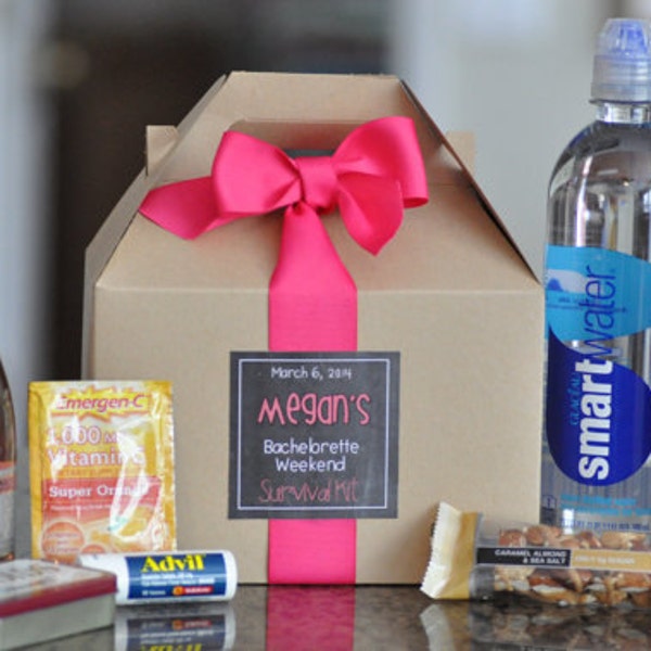 Bachelorette Party Survival Box {Bridesmaid gifts, Hangover kit, Bachelorette Weekend} Set of 8