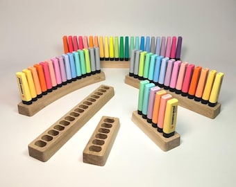 Stabilo Boss Pen Holder Oak Wood | Desk Organizer Highlighter Stand | Handmade Germany | Gift for Teacher Office