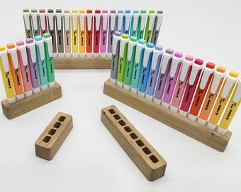 Stabilo Swing Cool Pen Holder Oak Wood | Desk Organizer Highlighter Stand | Handmade Germany | Gift for Teacher