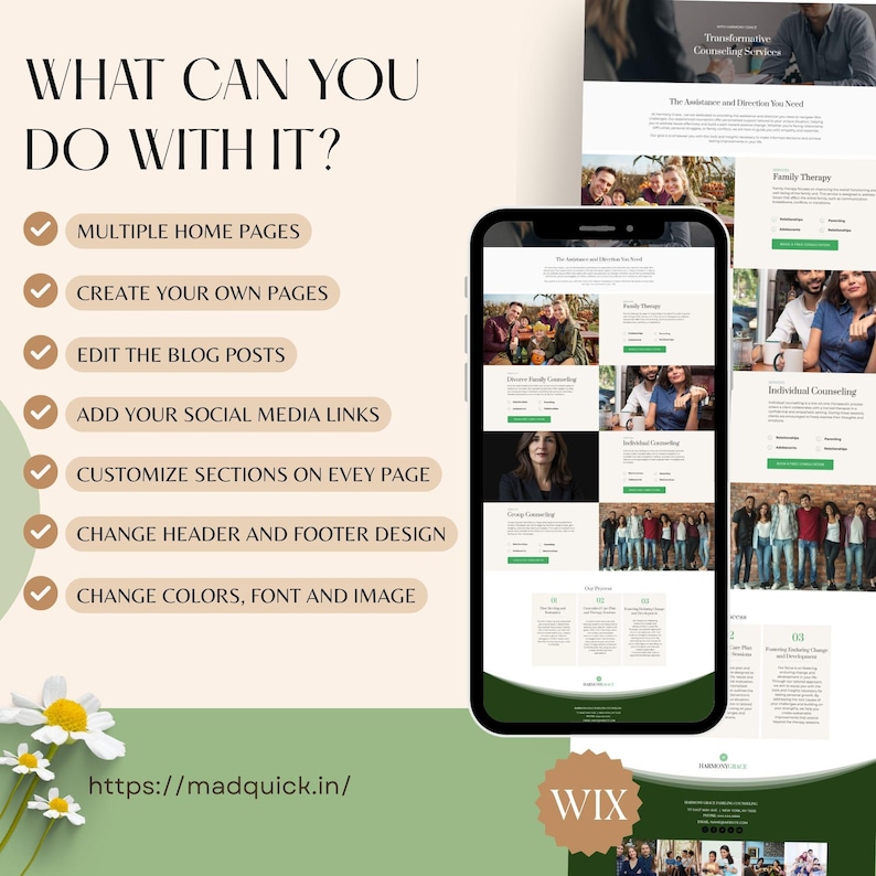 Wix Family Counseling Website Template Therapist Website Design