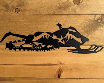 Snowmobile Outdoor Metal Decor With Powder Coated Finish