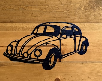 Beetle 1960s Classic Car Metal Wall Art - Garage and Mancave Metal Decor