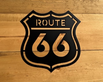 Route 66 Metal Sign – Powder Coated Wall Art, Garage Decor