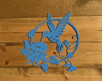 Custom Hummingbird Metal Sign, Powder Coated Steel, Outdoor Decor
