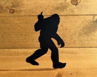 Big Foot "Go Away" Metal sign  - Funny Sasquatch Wall Art - Yeti cabin decor
