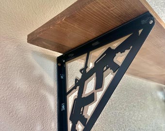 Shelf Brackets with Gun Cut Outs. Fathers day Gift, mancave, Gunroom