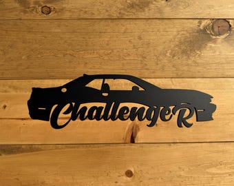 Challenger Muscle Car Metal Wall Art - Garage Decor - Man Cave Sign
