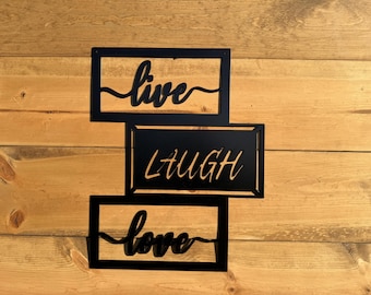 Live, Laugh, Love Metal Sign Decor - Modern Steel Powder Coated Wall Art - Home Decor