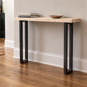 Rustic Reclaimed Wood Console Table, Handmade Hallway Table, Solid Timber Entryway Table, Industrial Sofa Console UK