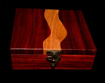 Stunningly gorgeous Paduak and Cherry wood Keepsake Box - Price Reduced