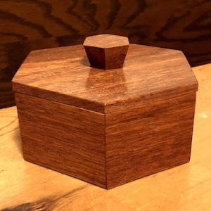 Wooden jewelry or trinket box - hexagon shape