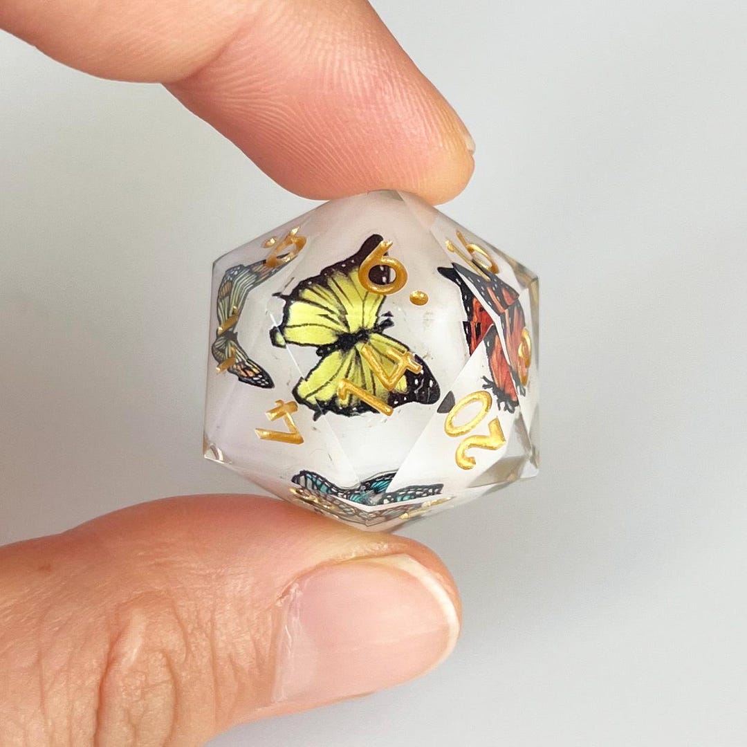 Rpg Butterfly Butterfly Resin DND Dice Set | Gold Ink, Handmade RPG - Etsy