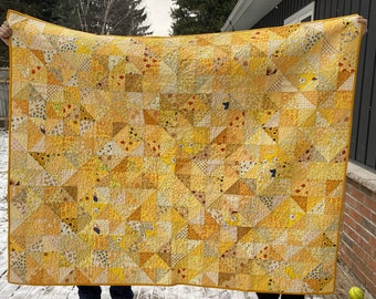 Homemade Bright Yellow quilt - 56.5 x 71 inches - 100% cotton - twin size. Custom orders accepted!