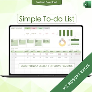 Simple To-Do List Template (Microsoft Excel) - Daily Planner & Productivity Checklist (Digital Download)