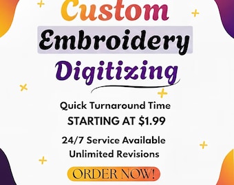 Custom Logo Embroidery Digitizing Service, DST, PES, JEF (Digital File)