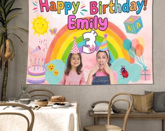 Personalized Birthday Printed Banner, Ms. Rachel, Kids Birthday Decoration, Custom Name & Photo Backdrop
