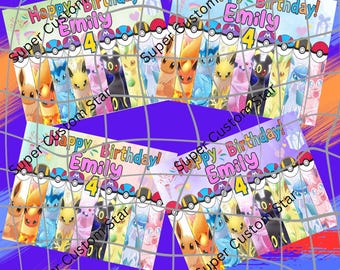 Custom Pokemon Eevee Evolution Birthday Party Banner Decoration Backdrop