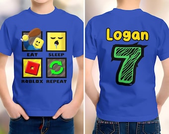 Custom Eat Sleep Roblox Repeat Party T-Shirt: Kids Gamer Birthday Gift