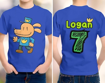 Personalized Dog Police Man Birthday Shirt Gift, Custom Name and Age Kids DogMan T-shirt