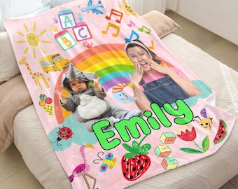 Custom Ms. Rachel Baby Blanket Gift, Personalized Face Name Rachel Kids Birthday Blankets Gifts