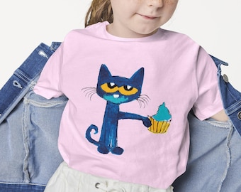 Pete Cat Ice Cream Cupcake Shirt Gift, Cat Birthday School Event Tee