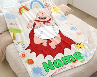 Personalized Captain Underpants Blanket: Custom Kids Birthday Gift